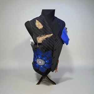 Unique Black and Blue Patchwork Vest